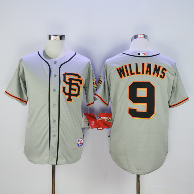 Men San Francisco Giants #9 Williams Grey Throwback MLB Jerseys